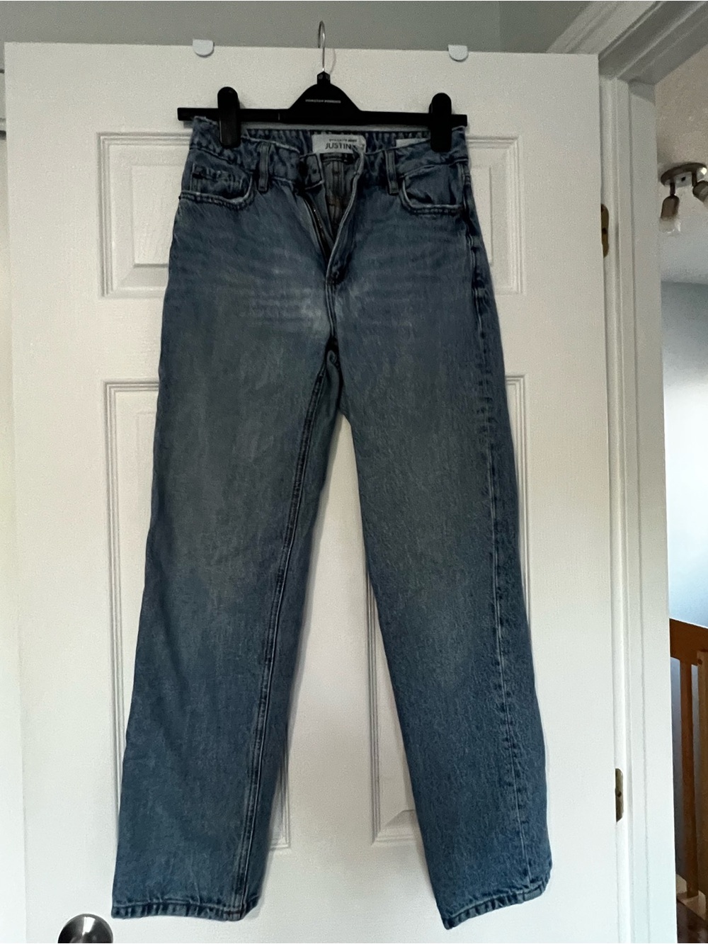Justina Dynamite Straight Jeans in Faded Blue